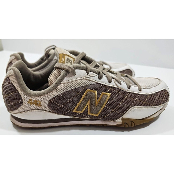 New Balance Womens 442 CW442UG White Brown Running Shoes Sneakers Size 8 1/2 B - Picture 4 of 14